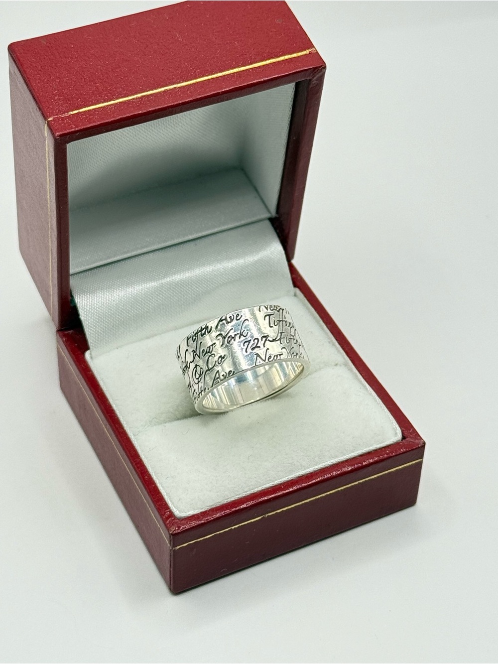 Tiffany & Co Sterling Silver 925 wide Notes ring Size 6.7
